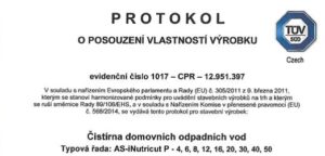 Protokol o posúdení vlastnosti vyrobku